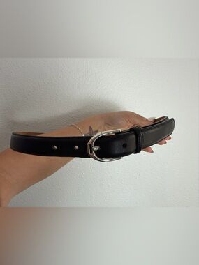 ARIAT BLACK LEATHER BELT SILVER BUCKLE 30/75 #25